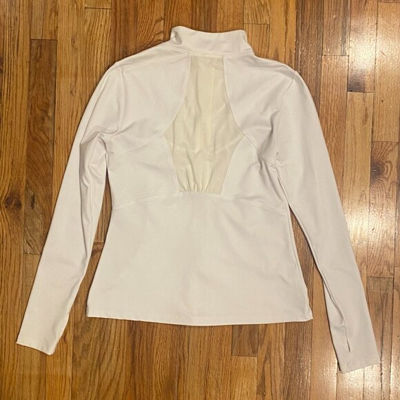 Women's Long Sleeve Athletic Full Zip Stretchy White Sweatshirt Size Small - Picture 4 of 4